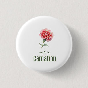 January Carnation Birth Flower button Watercolor