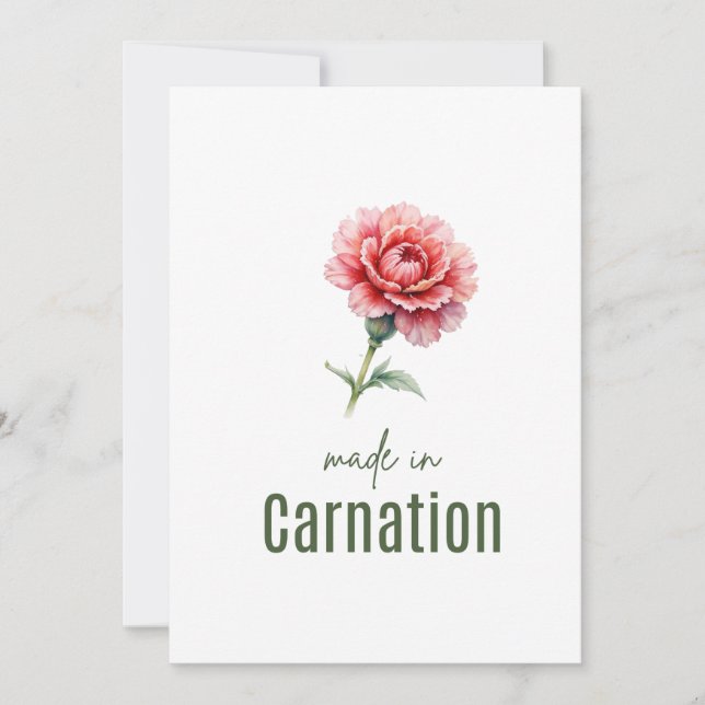 January Carnation Birth Flower card Watercolor (Front)