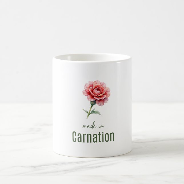 January Carnation Birth Flower Cup Art Watercolor (Center)