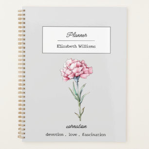 JANUARY CARNATION BIRTH FLOWER PERSONALIZED PLANNER
