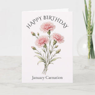 January Carnation Birthday Card