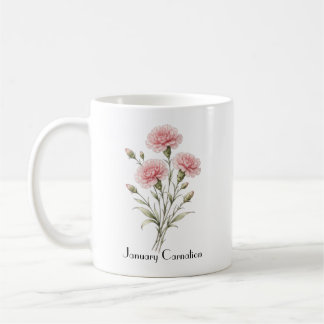 January Carnation Flowers  Coffee Mug
