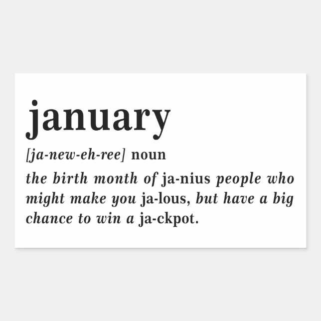 January Definition Birthday Sticker (Front)