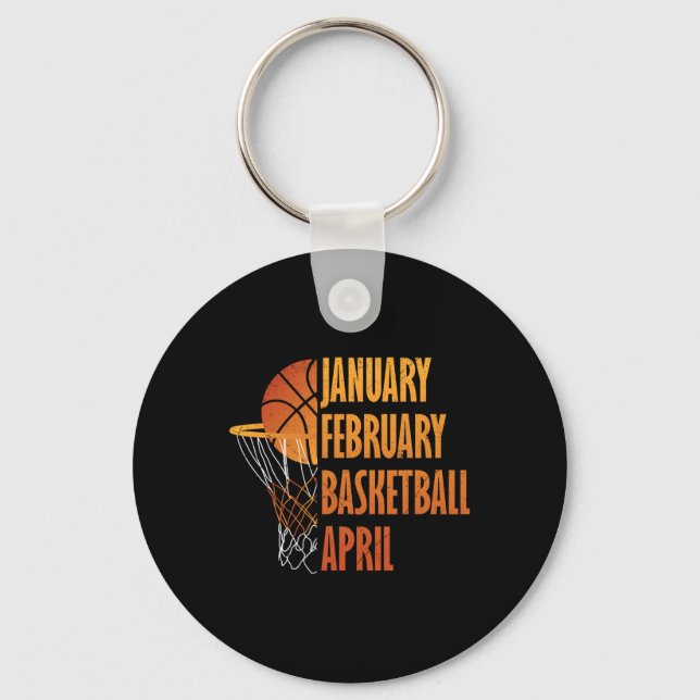 January February Bysketbyll April Fun Retro Appare Keychain (Front)