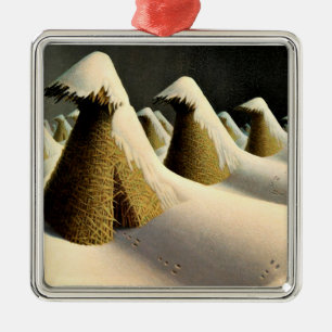 January, fine art by Grant Wood, Metal Ornament