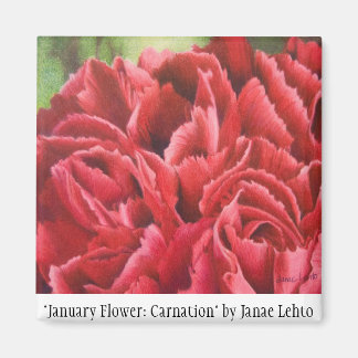 "January Flower: Carnation" Magnet