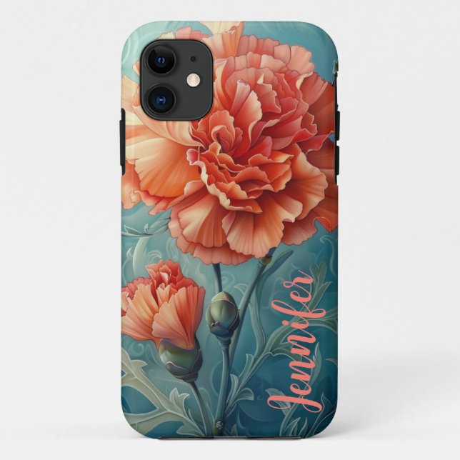 January Flower Carnation Personalized iPhone case (Back)