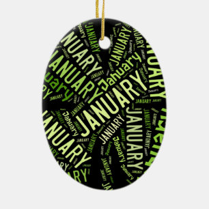 January Four Leaf Clover Ceramic Ornament