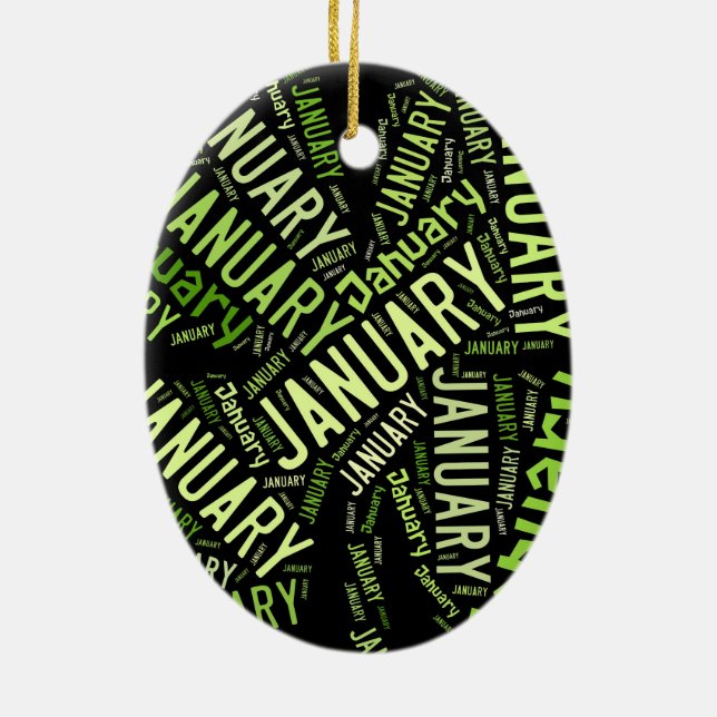 January Four Leaf Clover Ceramic Ornament (Back)