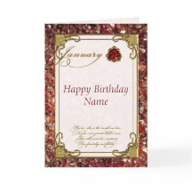 January Garnet Birthstone Birthday Card