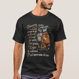 January Girl Afro Locs Girl Black Women Queen Birt T-Shirt