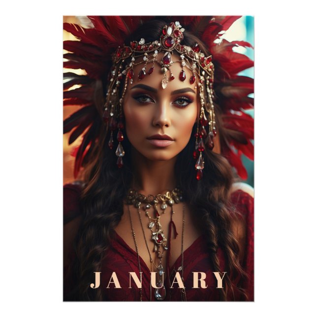 *~* JANUARY Headdress GARNET AP53 Boho Photo Print (Front)