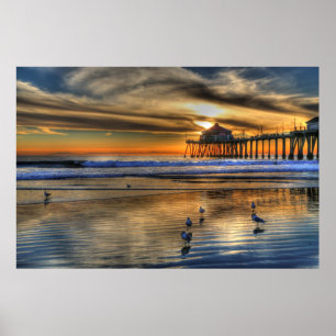 January Low Tide Sunset Poster