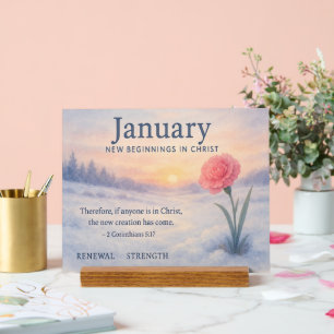January New Beginning Inspirational Sunrise  Acrylic Sign
