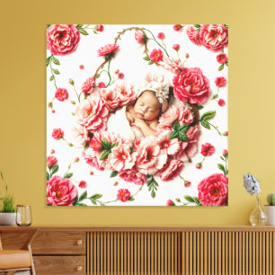 January’s Sacred Bloom – Baby Girl Portrait Canvas Print