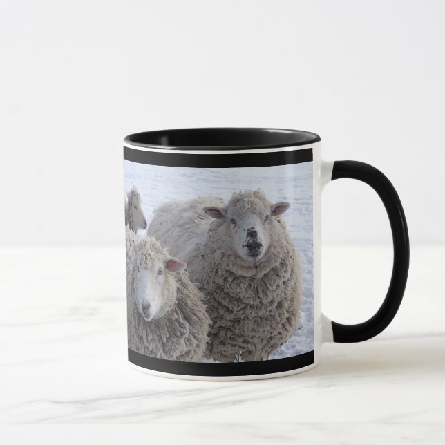 January Two Sheep Faces Mug (Right)