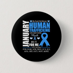 January We Wear Blue Ribbon Human Trafficking Awar 2 Inch Round Button