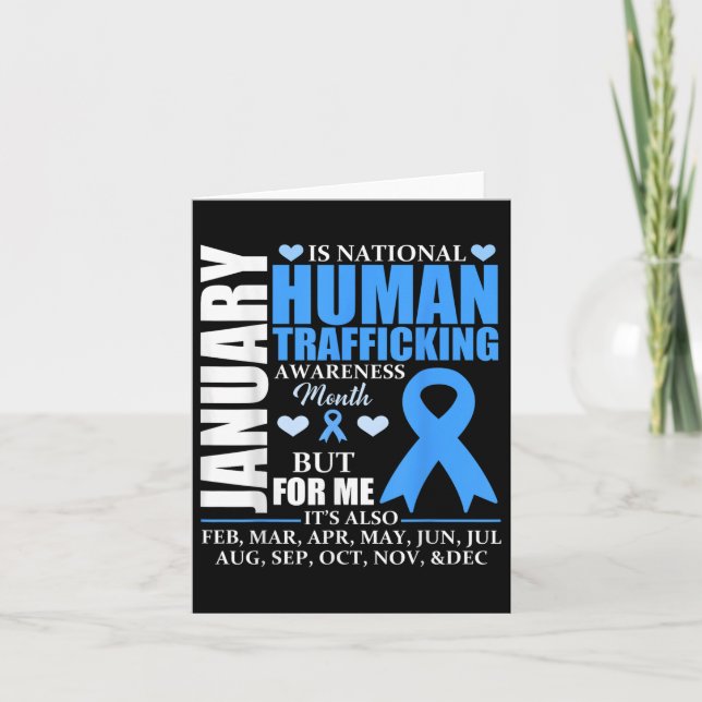 January We Wear Blue Ribbon Human Trafficking Awar Card (Front)