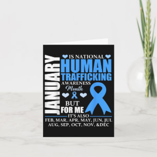 January We Wear Blue Ribbon Human Trafficking Awar Card