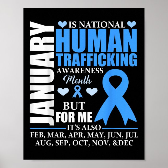 January We Wear Blue Ribbon Human Trafficking Awar Poster (Front)