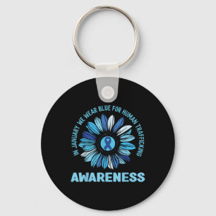 January Wear Blue Ribbon Against Human Trafficking Keychain