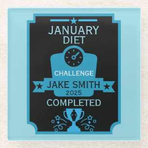 January Weight Loss Congratulation Glass Coaster