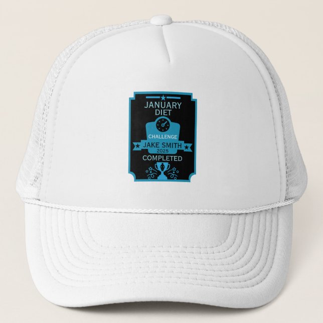January Weight Loss Congratulation Trucker Hat (Front)
