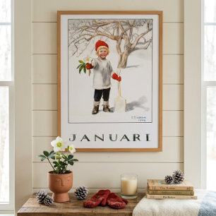 January Winter King Illustration by Elsa Beskow  Poster