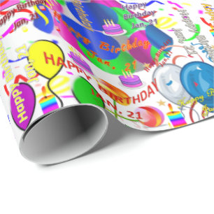Janvier, 21 Anniversaire Papier cadeau