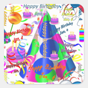 Janvier, 4 Stickers Anniversaires de enfants