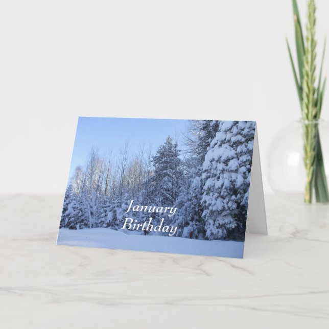 Janvier Anniversaire-Arbre d'hiver Carte de scène (Devant)