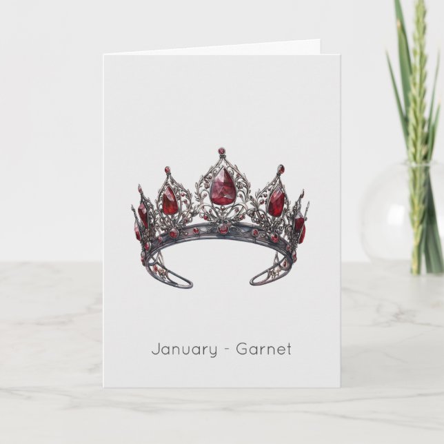 Janvier Birthstone Garnet Crown Carte d'anniversai (Devant)