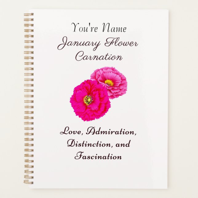 Janvier Mois de naissance Fleur Carnation Élégante (Devant)