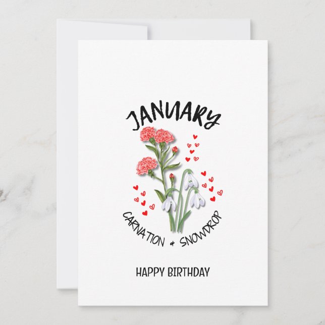 JANVIER Mois de naissance Fleur Carte d'anniversai (Devant)