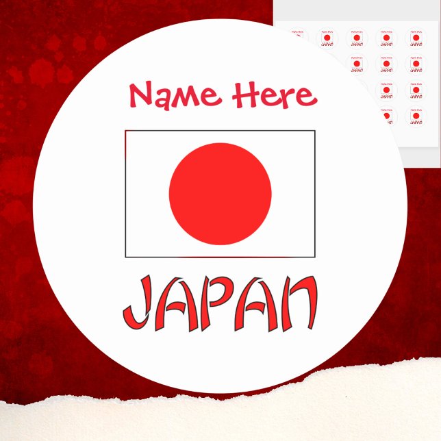 Japan and Japanese Flag Red Personalization  Classic Round Sticker (Creator Uploaded)