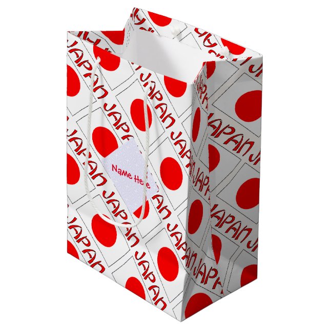 Japan and Japanese Flag Tiled with Your Name Medium Gift Bag (Front Angled)