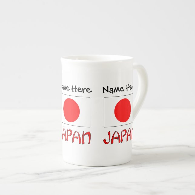 Japan and Japanese Flag with Your Name Bone China Mug (Front Right)