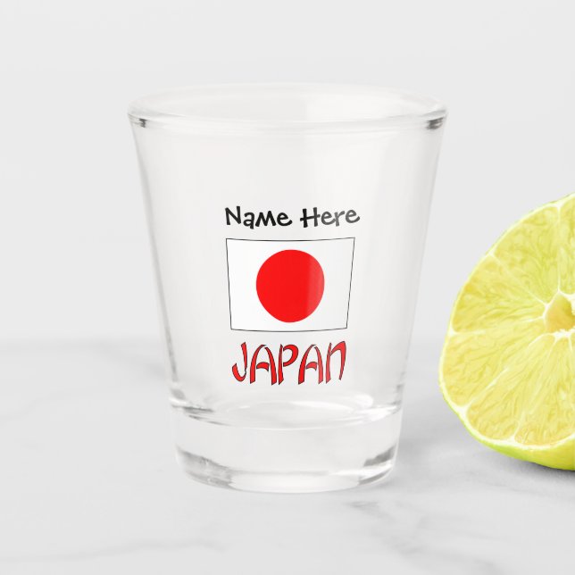 Japan and Japanese Flag with Your Name Shot Glass (Front)