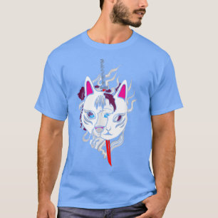 Japan Anime Mask Kitsune Style Samurai Oni Katana  T-Shirt