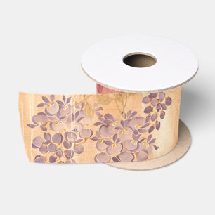 Japan Asian Vintage Wisteria Roses Flowers Ribbon Satin Ribbon