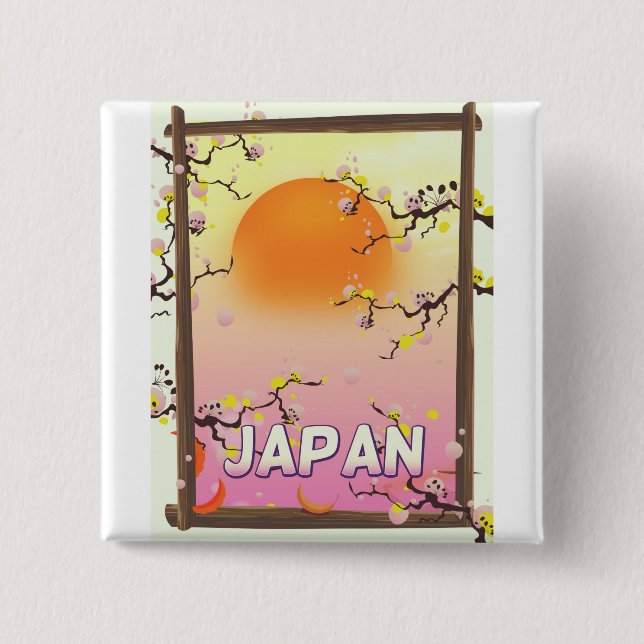 Japan Blossom Garden 2 Inch Square Button (Front)