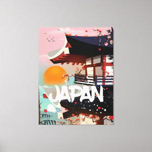 Japan Building setting sun poster Canvas Print