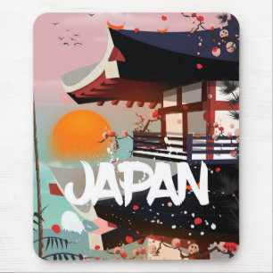 Japan Building setting sun poster Mouse Pad