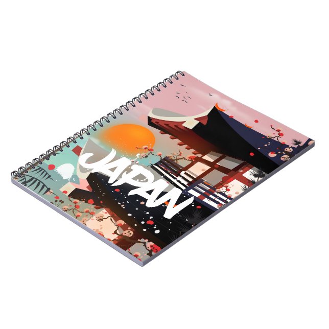 Japan Building setting sun poster Notebook (Left Side)