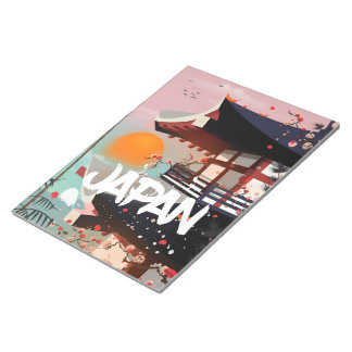 Japan Building setting sun poster Notepad