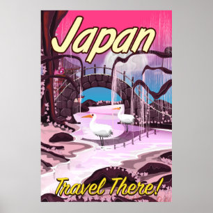 Japan cartoon gardens vacation poster