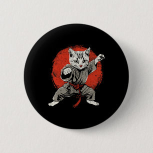 Japan Cat Martial Arts Karate Ukiyo-e Taekwondo Ji 2 Inch Round Button