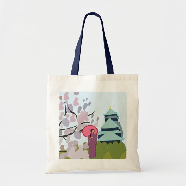 Japan Cherry Blossom Geisha Kimono Japan Tote Bag (Front)