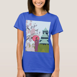 Japan Cherry Blossom Geisha Kimono  T-Shirt