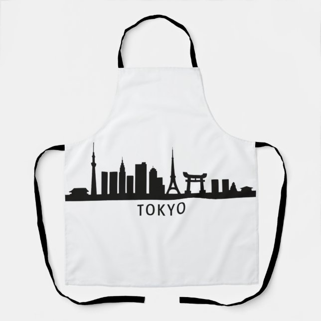 Japan Cityscape Travel | Tokyo Skyline Silhouette Apron (Front)